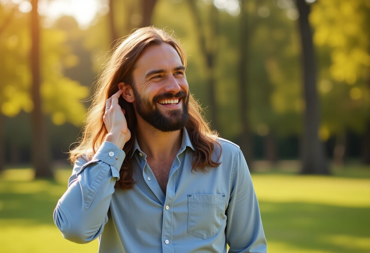 homme cheveux longs